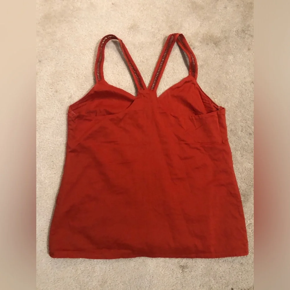 Banana Republic Orange Red Embroidered Strappy Sleeveless Summer Top v neck - Picture 6 of 10